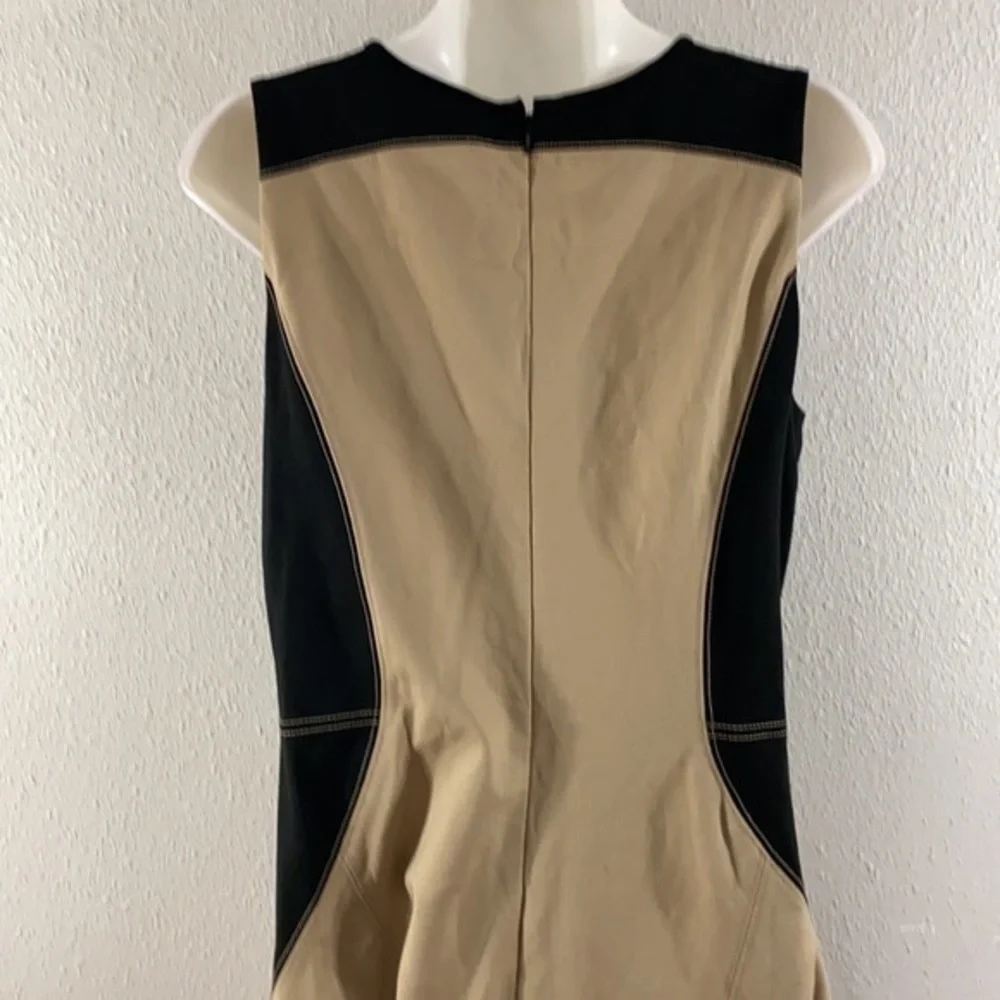 Ann Taylor tan black sleeveless flare dress W27